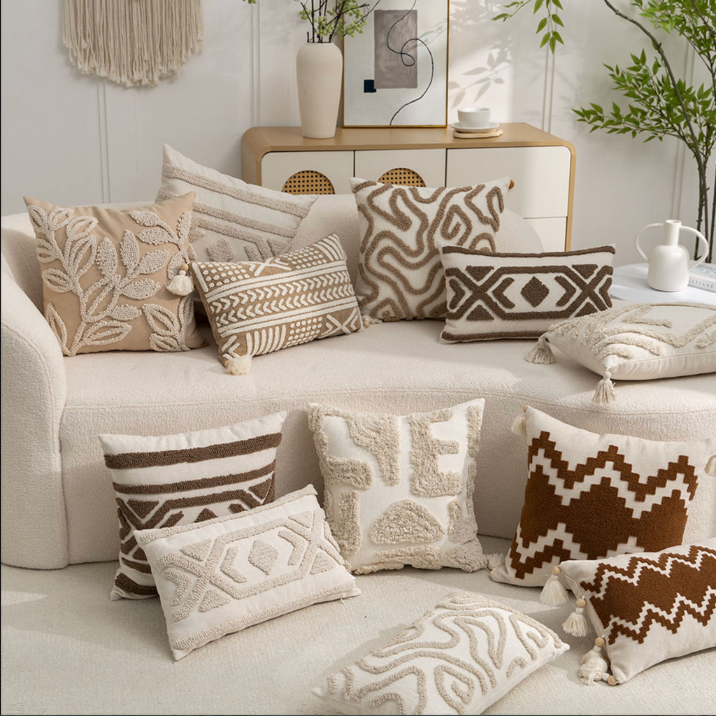 Boho Tufted Geometric Throw Pillow Covers