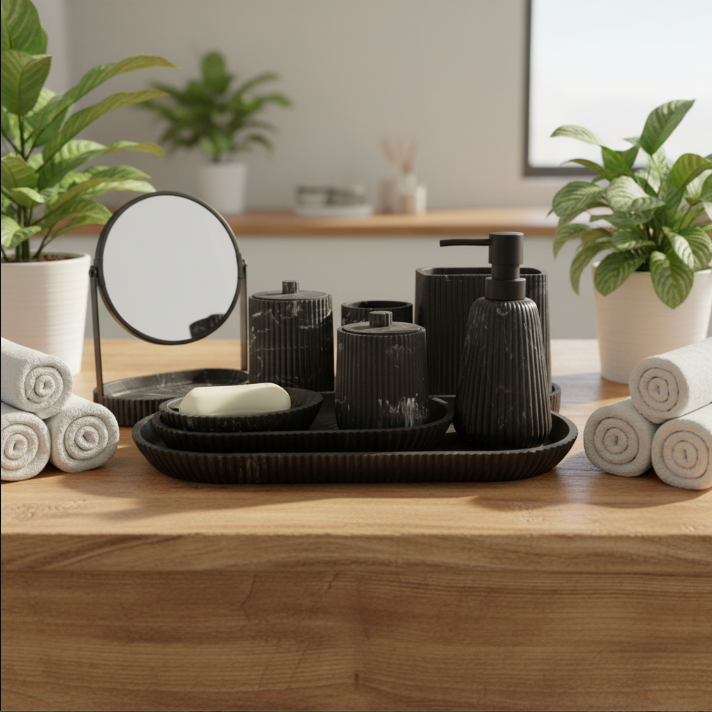 10-Piece Modern Marble Bathroom Accessories Set