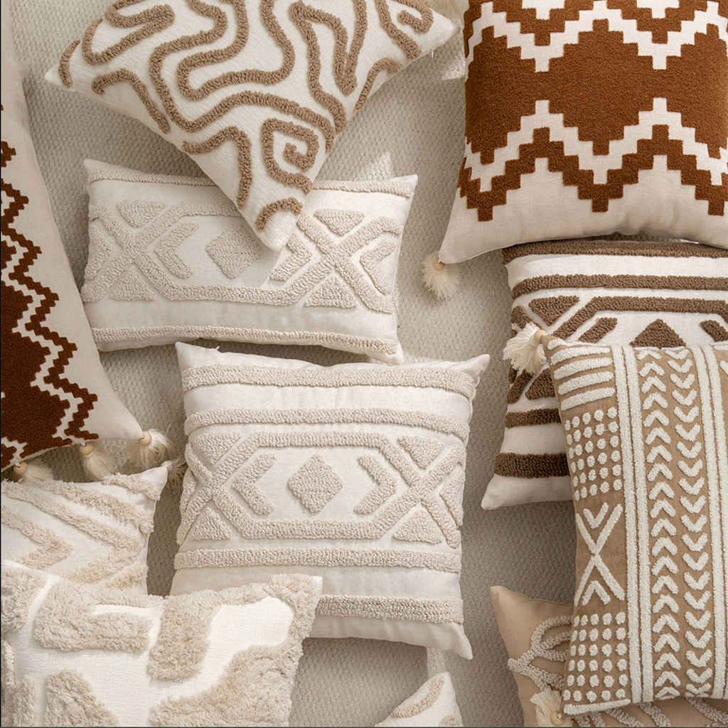 Boho Tufted Geometric Throw Pillow Covers